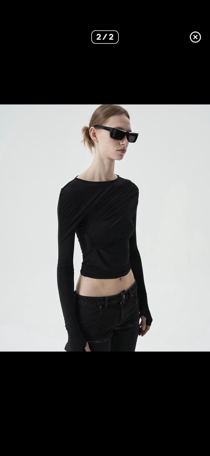 *해외출국으로 판매중단예정* 동령 드레이프 롱슬리브 티셔츠 블랙 상품이미지2