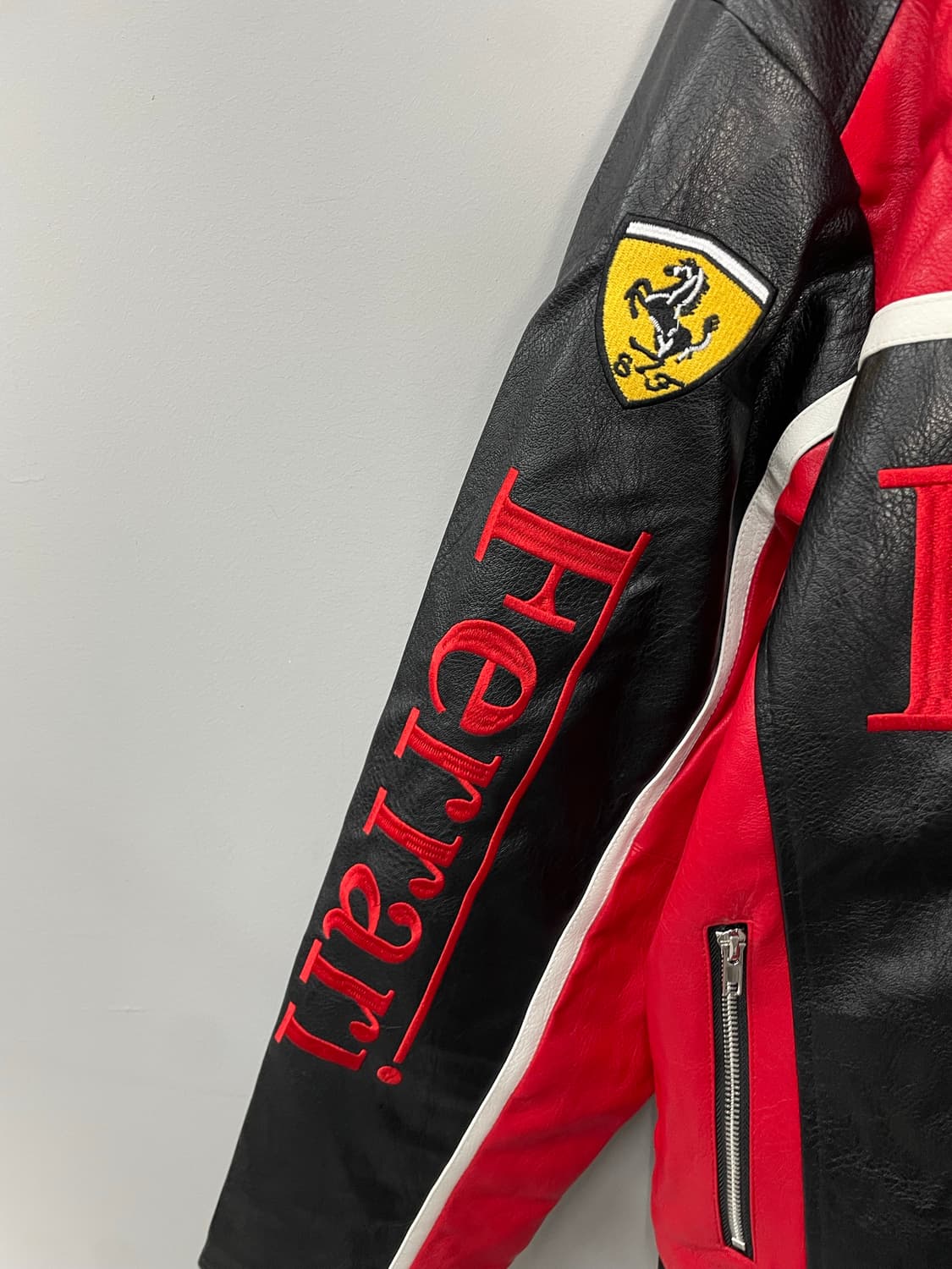 페라리 말보로 패치워크 레드 배색 레더 레이싱 자켓 H1837 상품이미지5