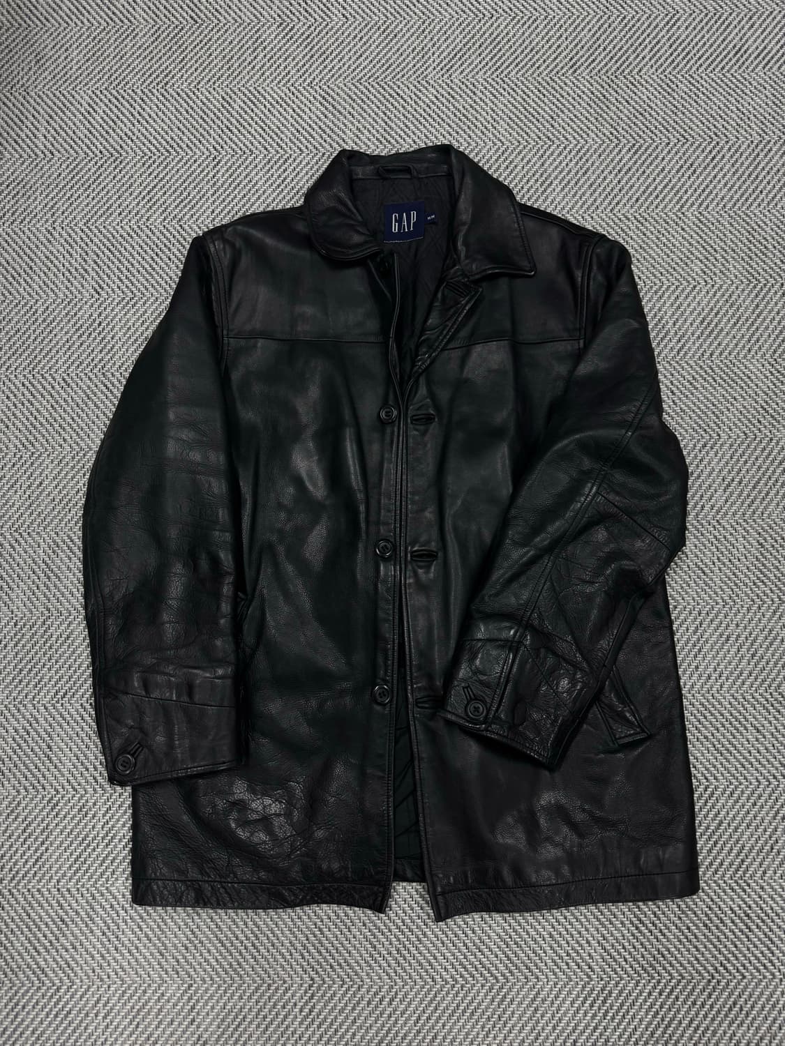 올드 갭 레더 빈티지 카 코트 블랙 M사이즈 상품이미지1