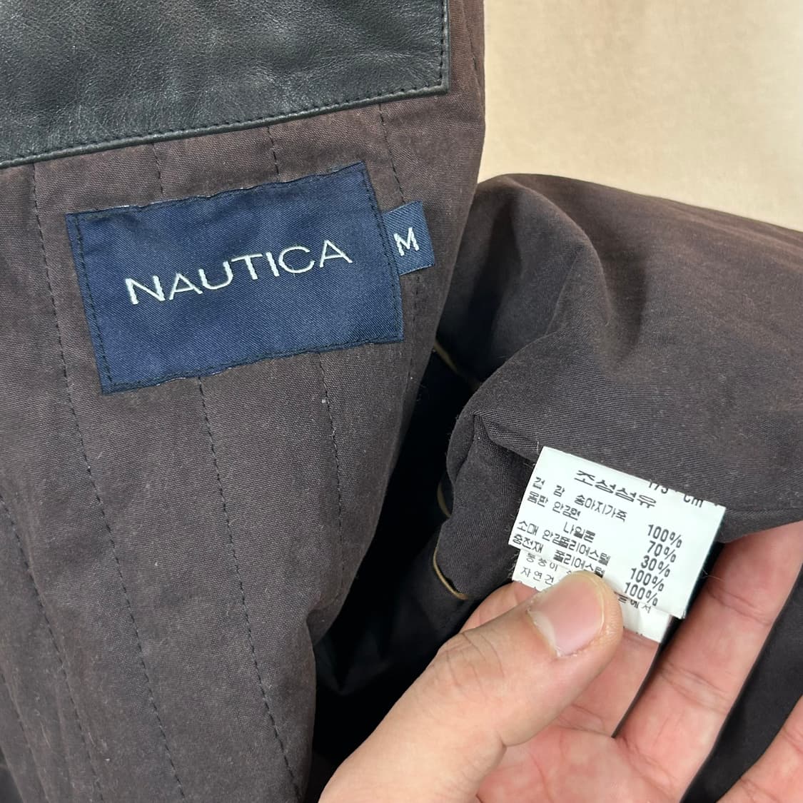 M) NAUTICA 노티카 카프스킨 송아지가죽 봄버 자켓 상품이미지9