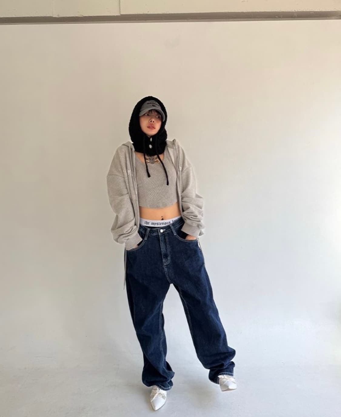 더미스테리어스호텔 딥블루 배기 진 1사이즈 상품이미지2