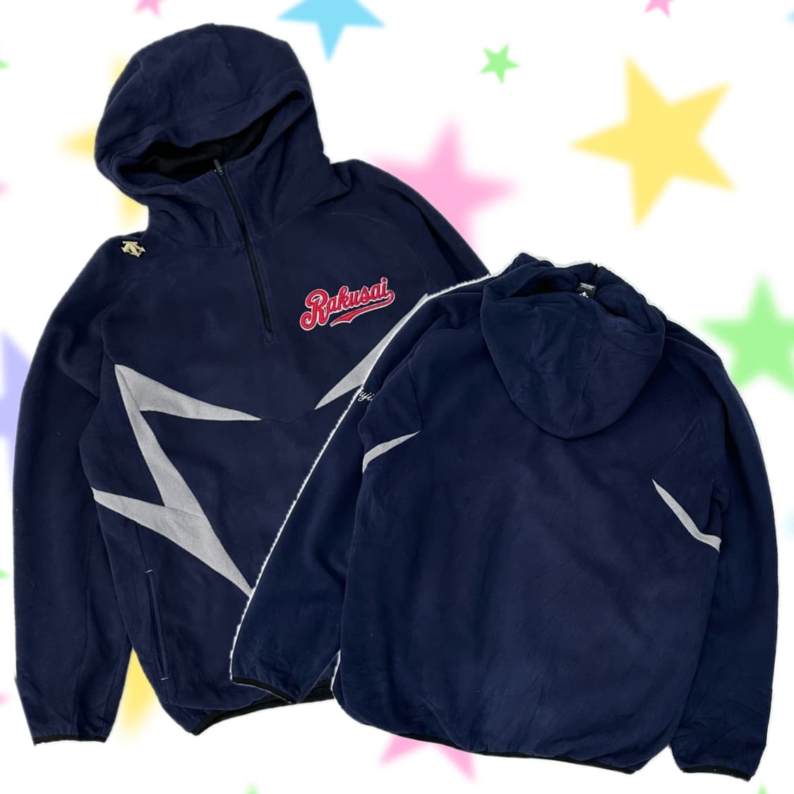 재팬 데상트 네이비 후드 후리스 플리스집업 아우터 아노락 스포티 블록코어 상품이미지1