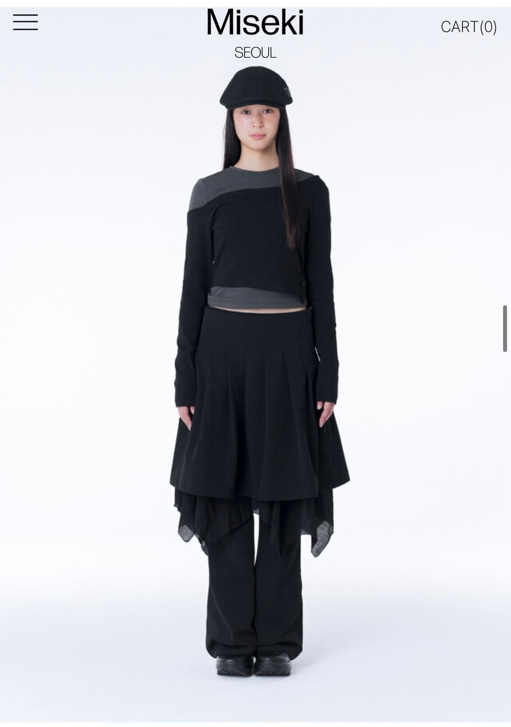미세키서울) Layered skirt pants set BLACK 2 상품이미지2
