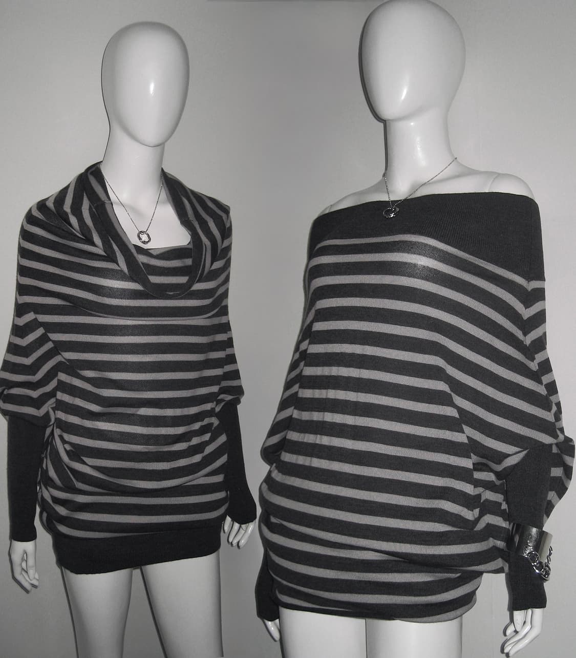 스트라이프 드레이프 오프숄더 원피스 상품이미지1