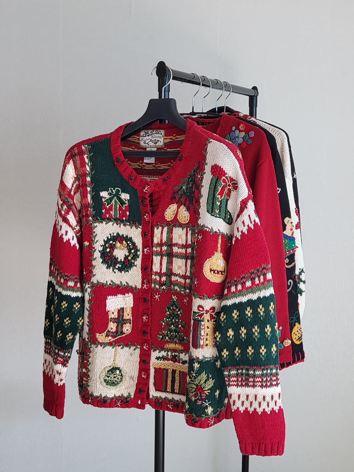 Heirloom 레드 크리스마스 빈티지 가디건 상품이미지1