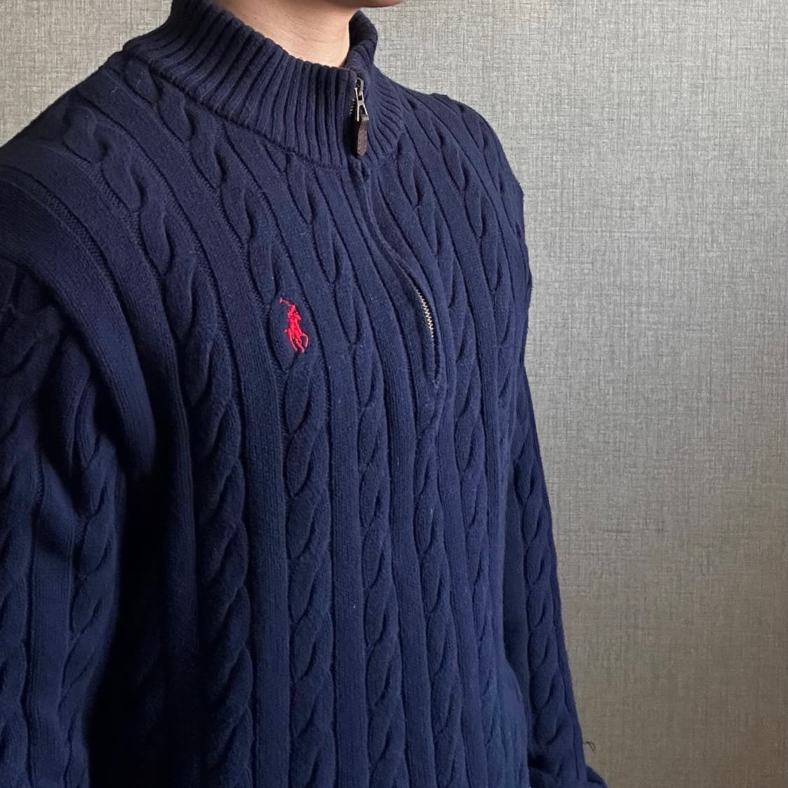 폴로 랄프로렌 꽈배기 하프집업 니트 XL 상품이미지3