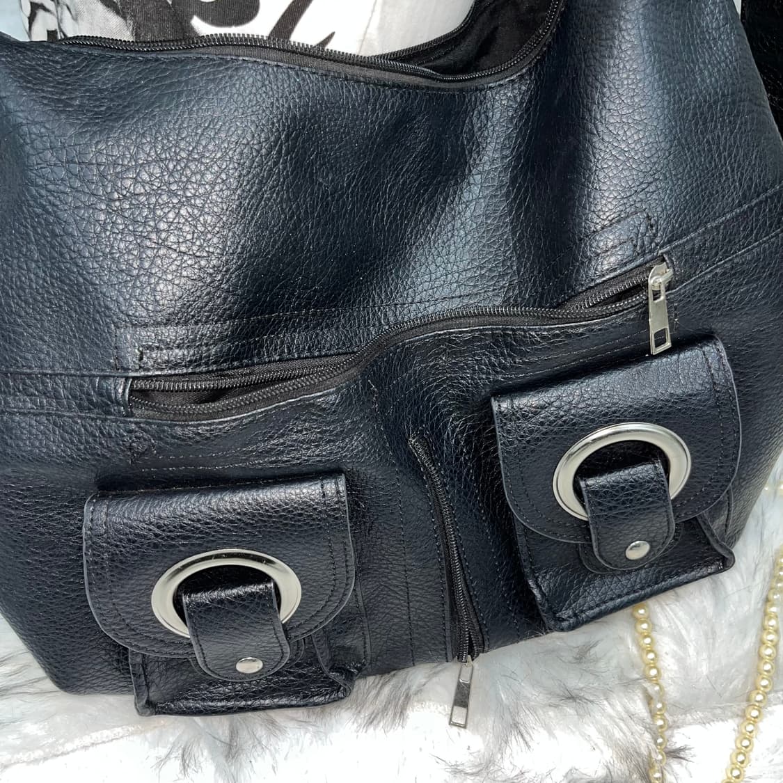 빈티지 블랙 더블포켓 백 상품이미지2