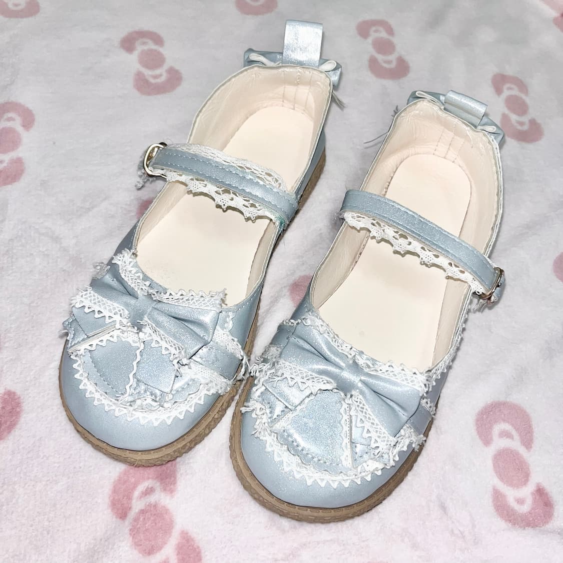 히메갸루 리본 레이스 프릴 소라 하늘 구두 로걀 상품이미지1