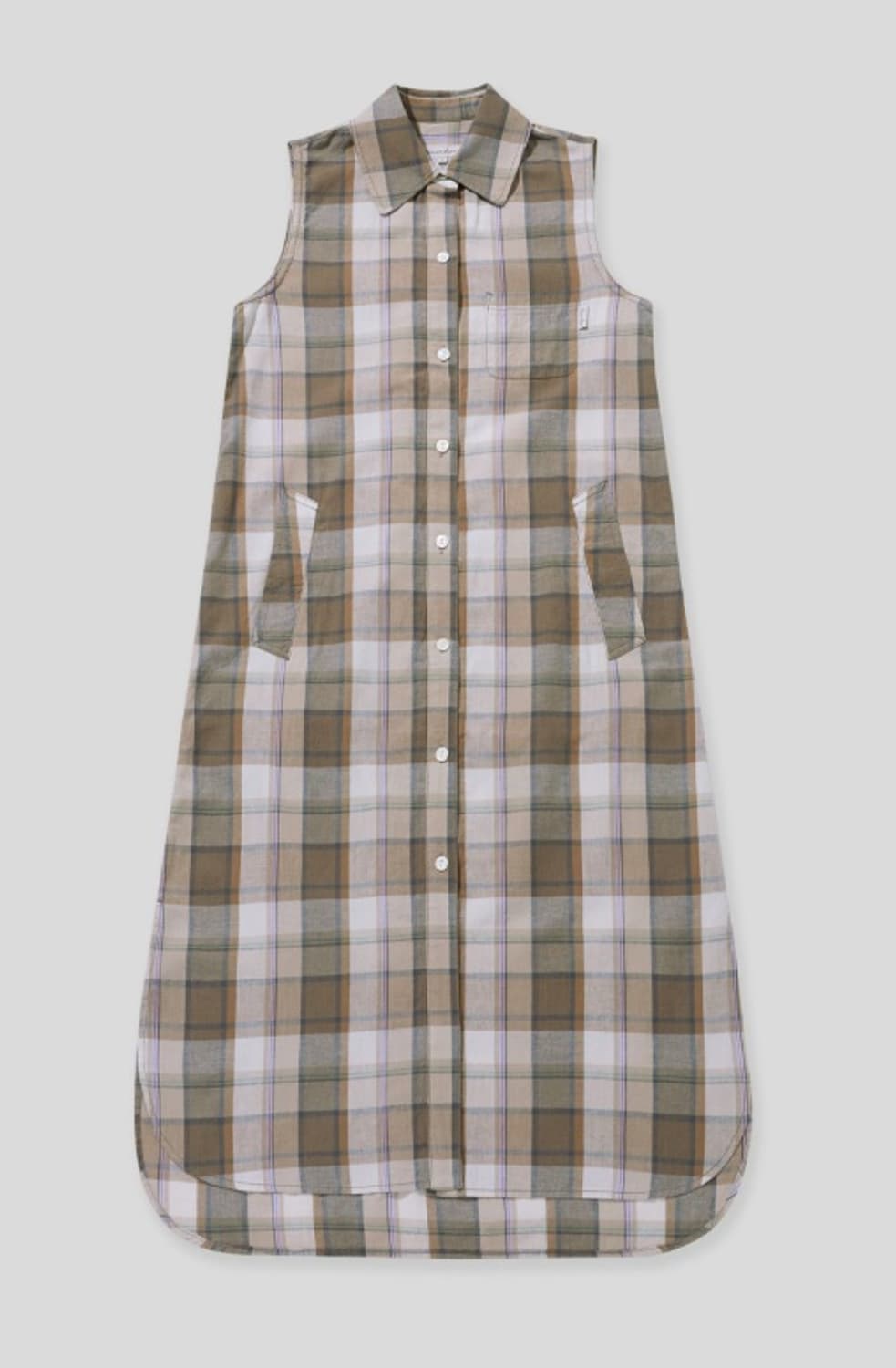 Steven Alan 체크 셔츠 원피스 브라운 상품이미지5