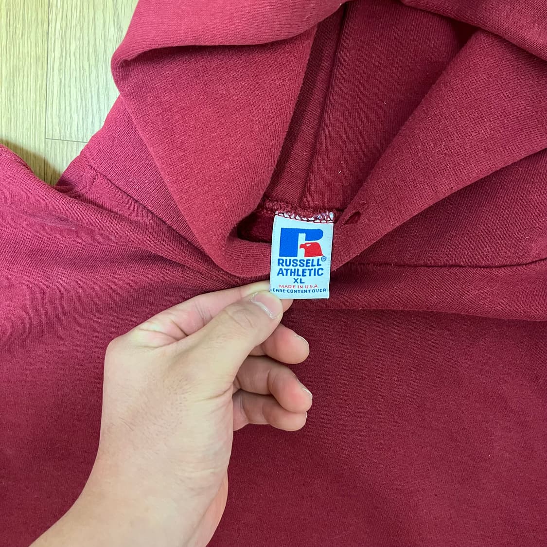 [XL] 90s USA 빈티지 러셀 후드티 와인 상품이미지2
