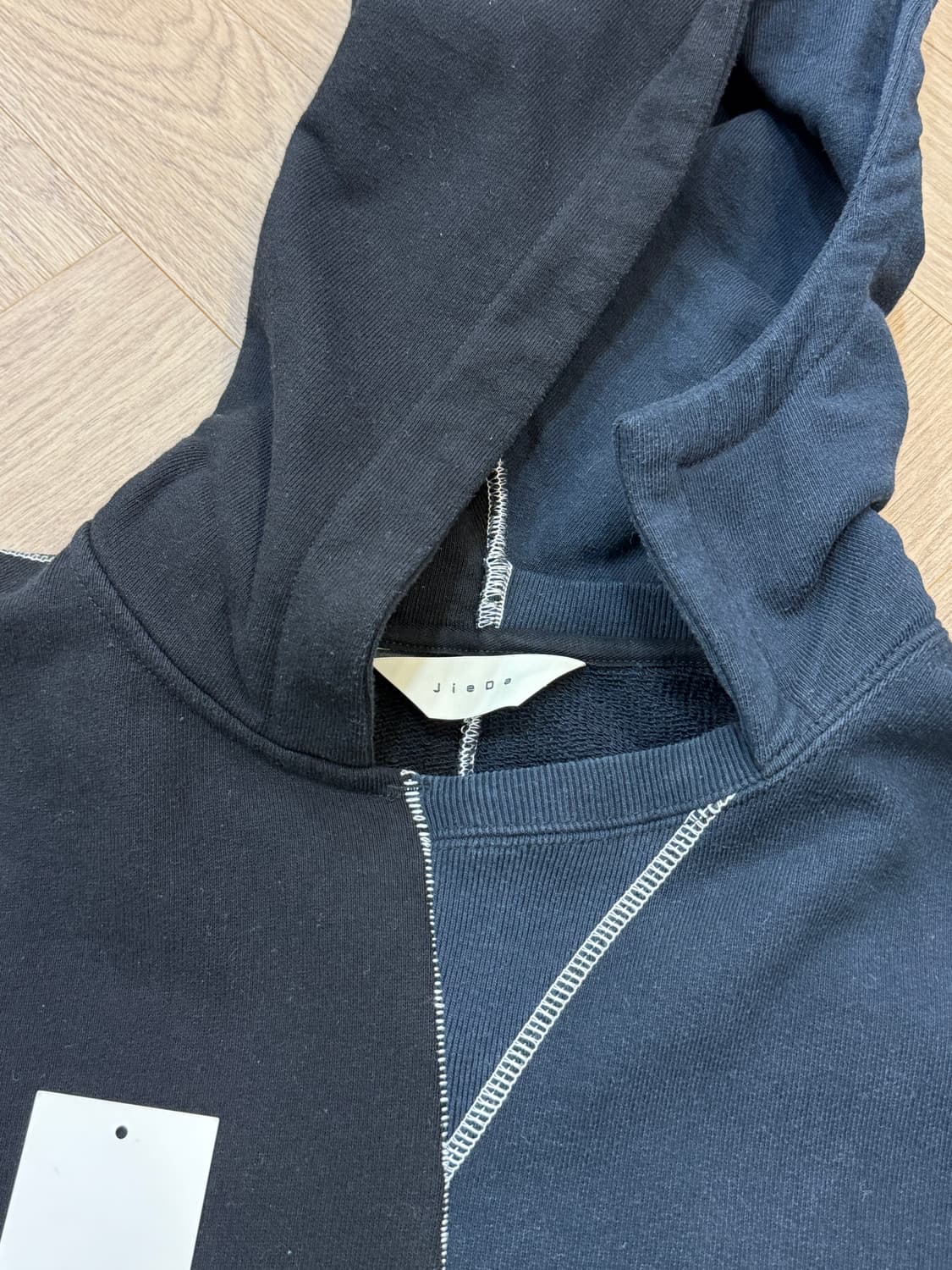 지에다 비대칭 후디 - 블랙 2사이즈 상품이미지8