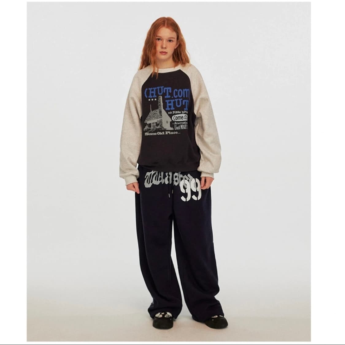 프리마리오 웨이스티드 와이드 트레이닝 팬츠 남녀공용 기모 바지 상품이미지1