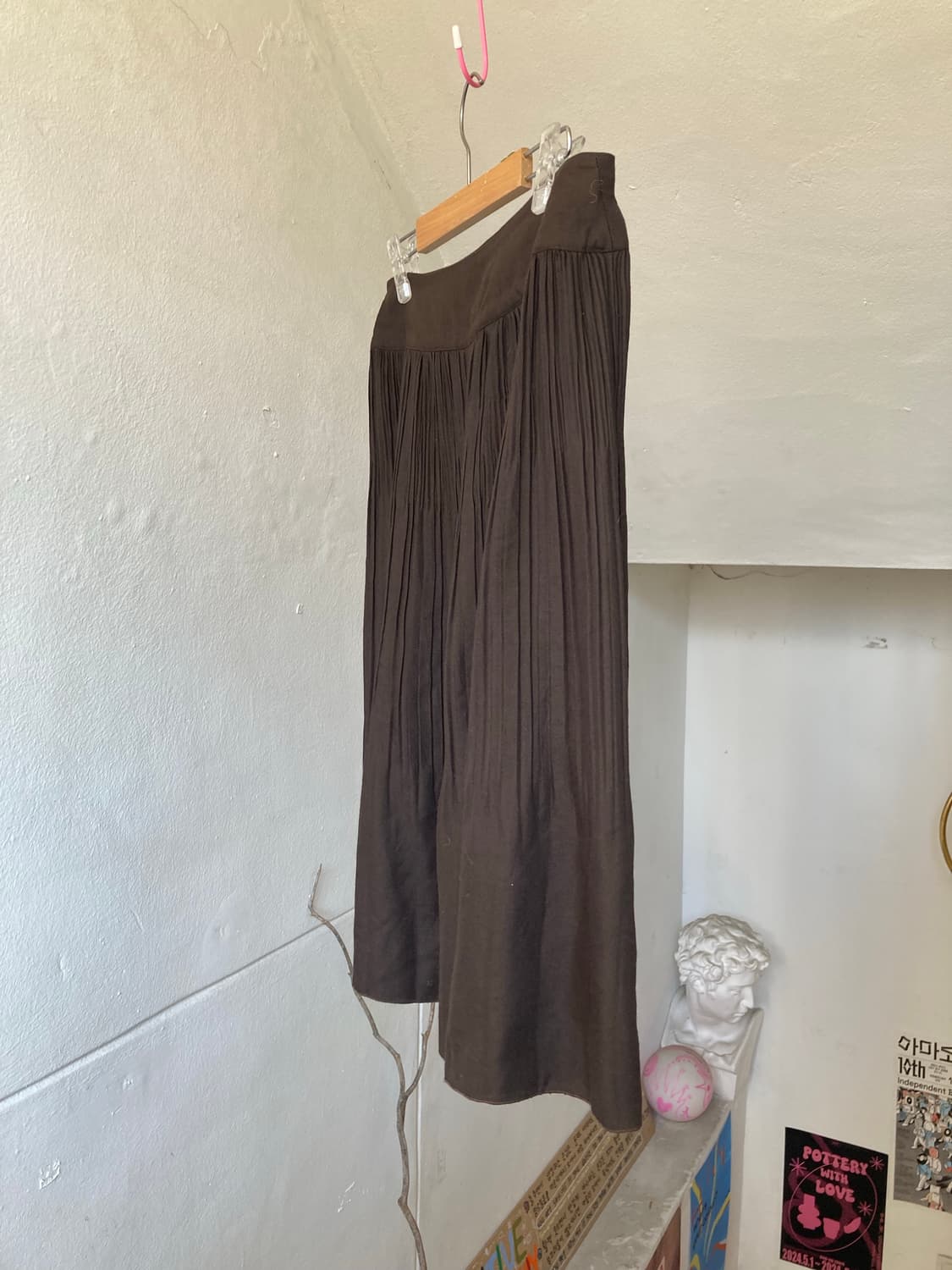 플레어 플리츠 미디 스커트 상품이미지4