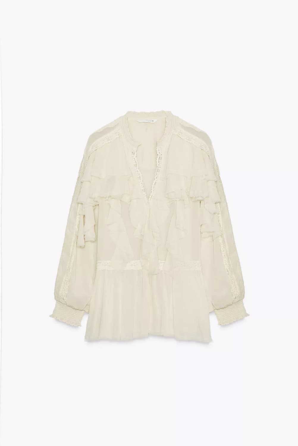 자라 ZW 컬렉션 레이스 플라운스 블라우스 S 상품이미지3