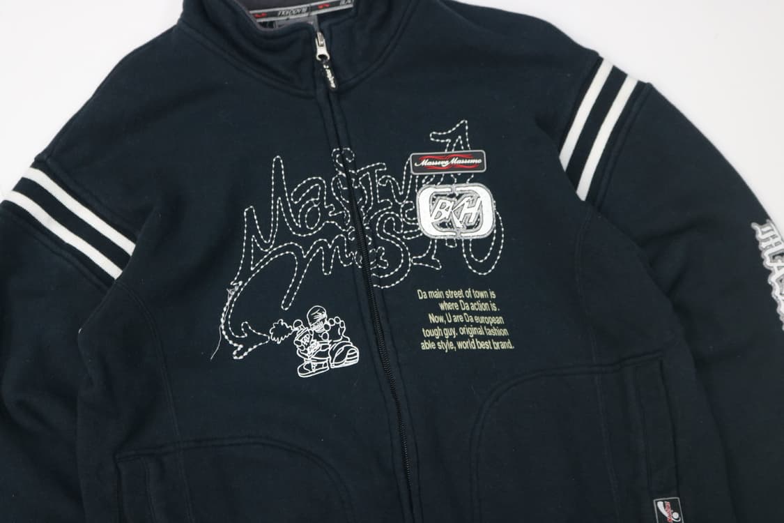 BLACKHOLE 블랙홀 빈티지 그래픽 스트릿 네이비 집업 스웻셔츠 상품이미지3