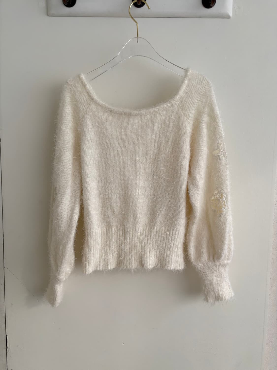 스나계 시스루 플라워 자수 털 니트 앙고라 니트  상품이미지6