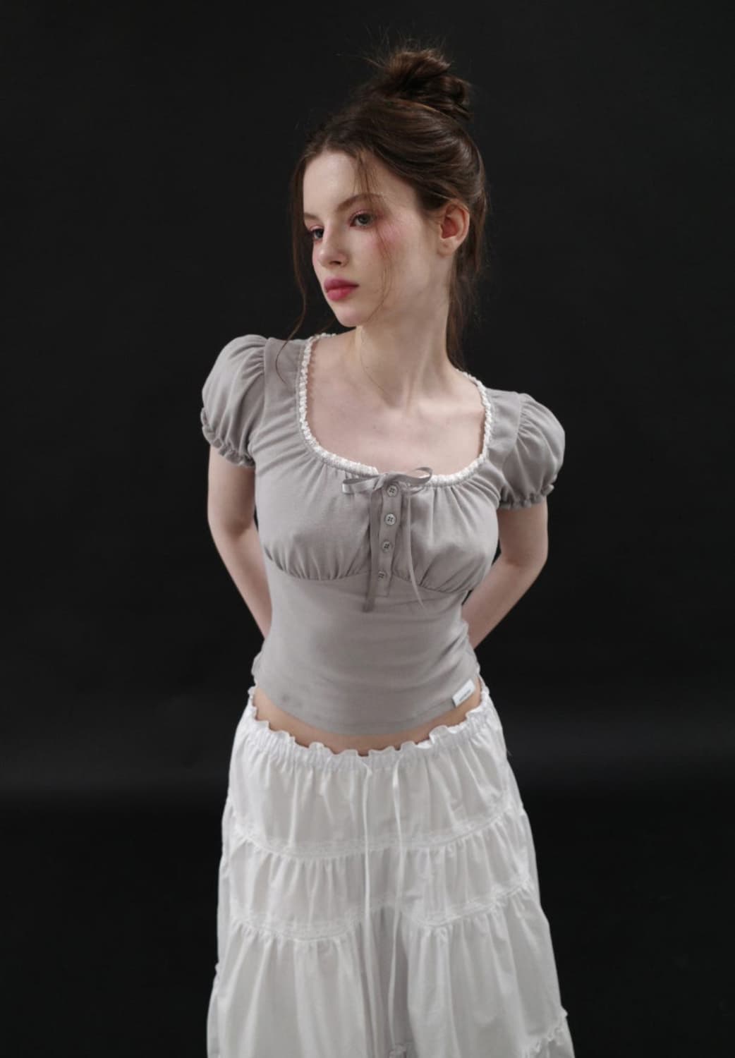 드라이로즈 도로시 셔링 탑 그레이 상품이미지2