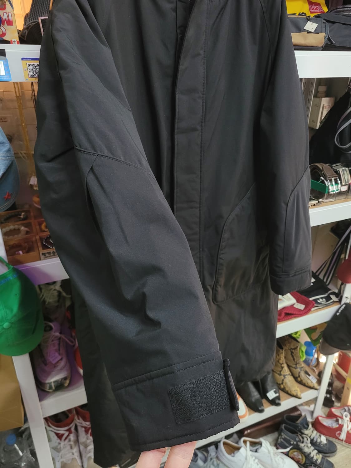 T.I FOR MEN 티아이포맨 블랙 후드 롱 패딩 오리털 상품이미지3