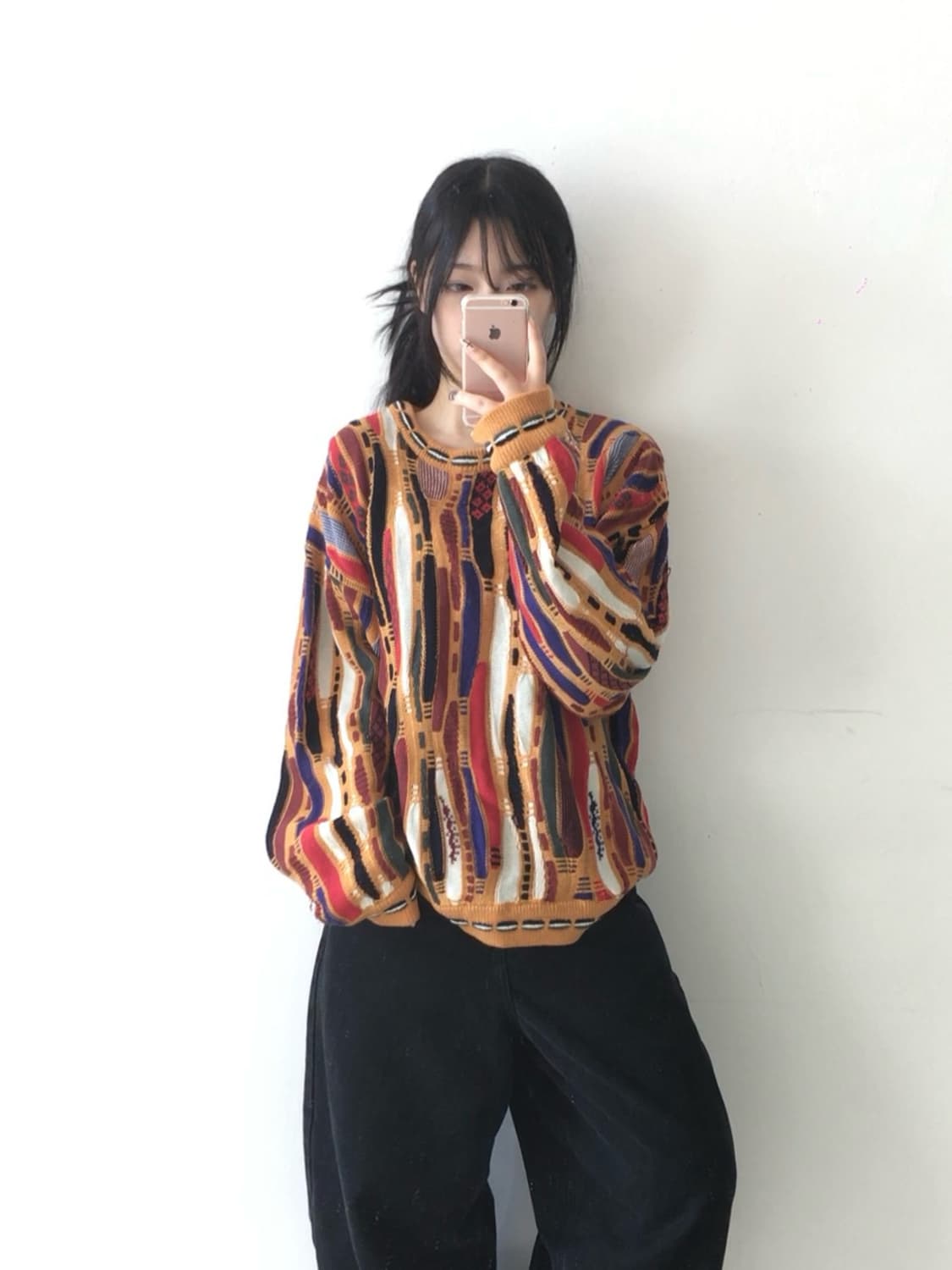 빈티지 배색 케이블 니트 상품이미지1