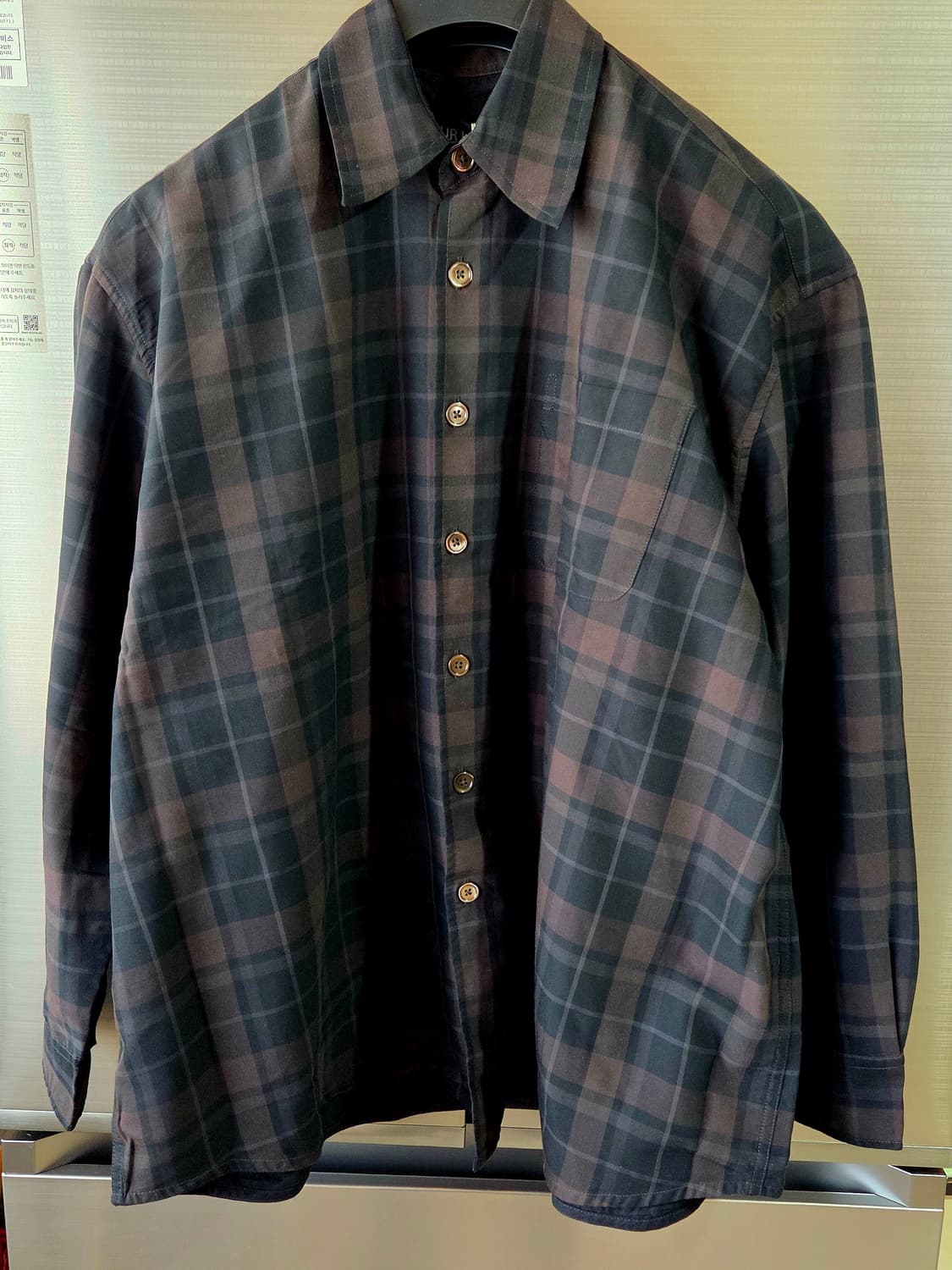 아워레가시 보로우드 셔츠 블랙 시어 섀도우 체크 사이즈46 상품이미지2