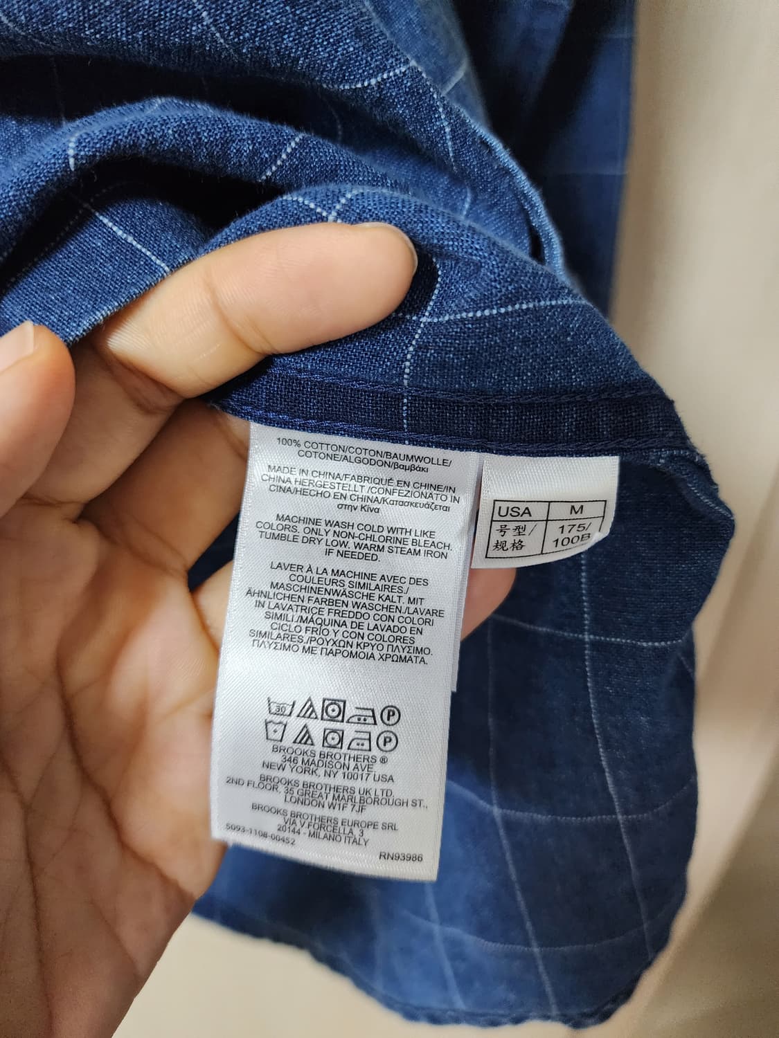 브룩스브라더스 블루 체크 셔츠 M 데님셔츠 상품이미지5