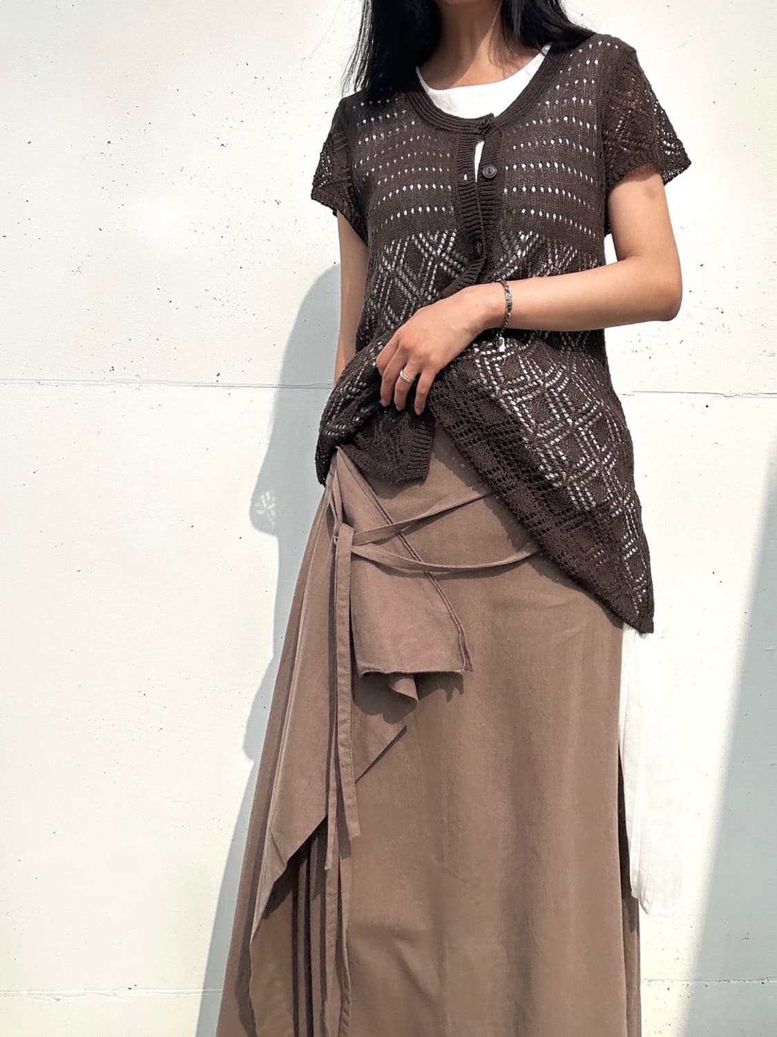 2 strap fruid skirt / brown 상품이미지1