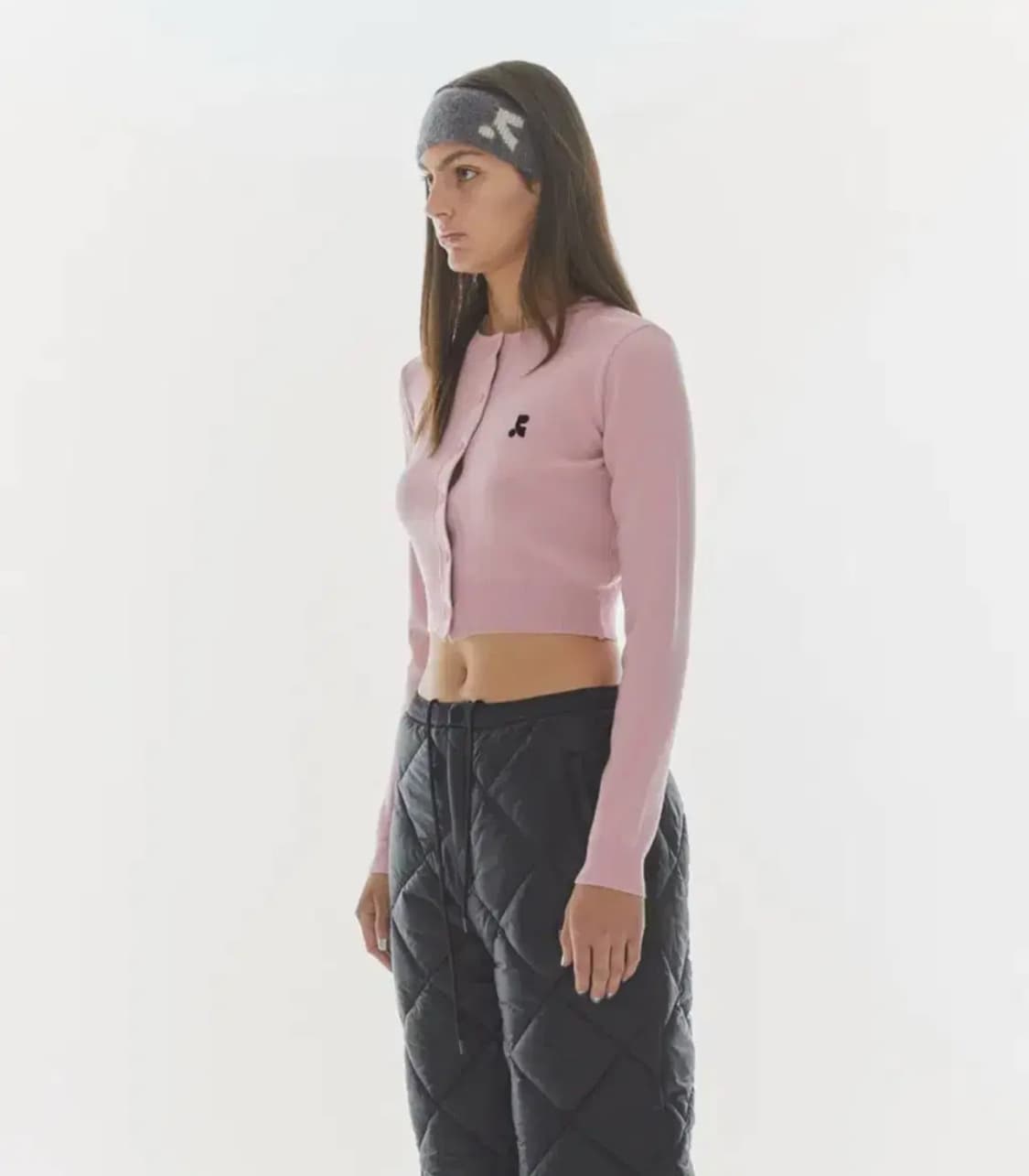 레스트앤레크레이션 크롭 니트 가디건 핑크 상품이미지1