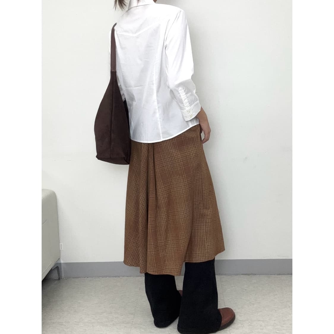 빈티지 브라운 플레어 스커트 상품이미지2
