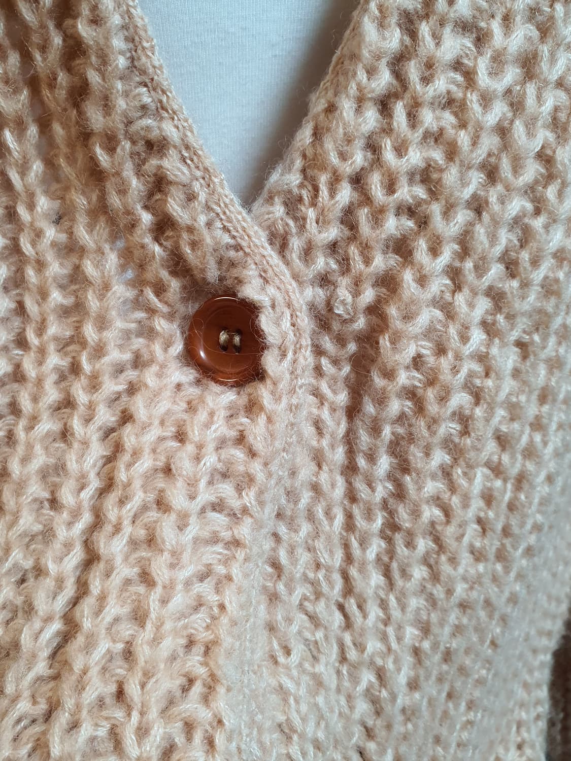 [빈티지] 루즈핏 롱 니트 가디건 피치핑크 뜨개가디건 상품이미지2