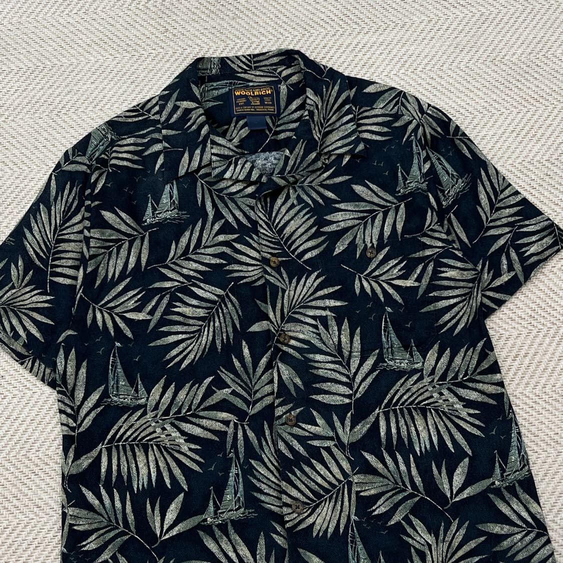 울리치 Leaf 패턴 오픈카라 하프셔츠 r3754 상품이미지3