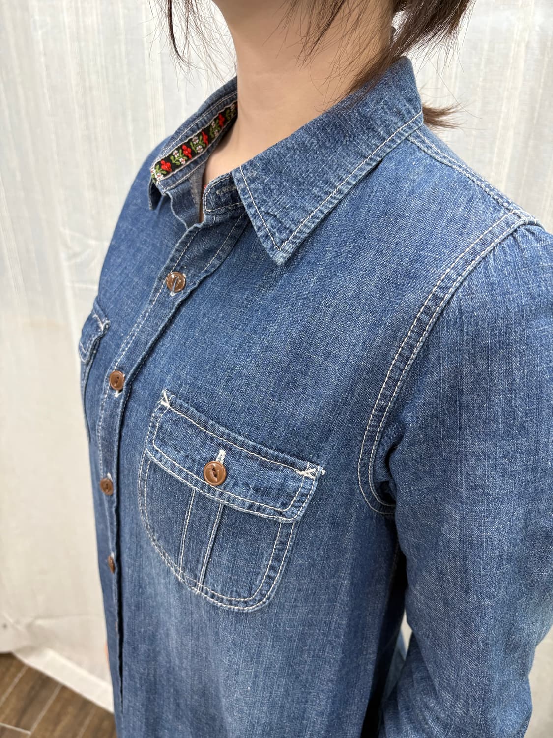 BEAMS 빔즈 하트 데님 셔츠 원피스 상품이미지3