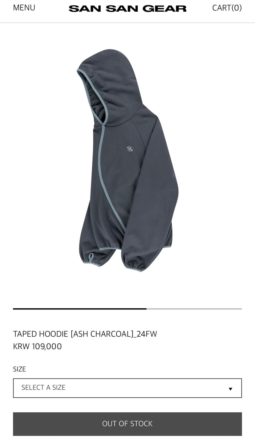 산산기어 TAPED HOODIE 24FW 챠콜 3Size 상품이미지4