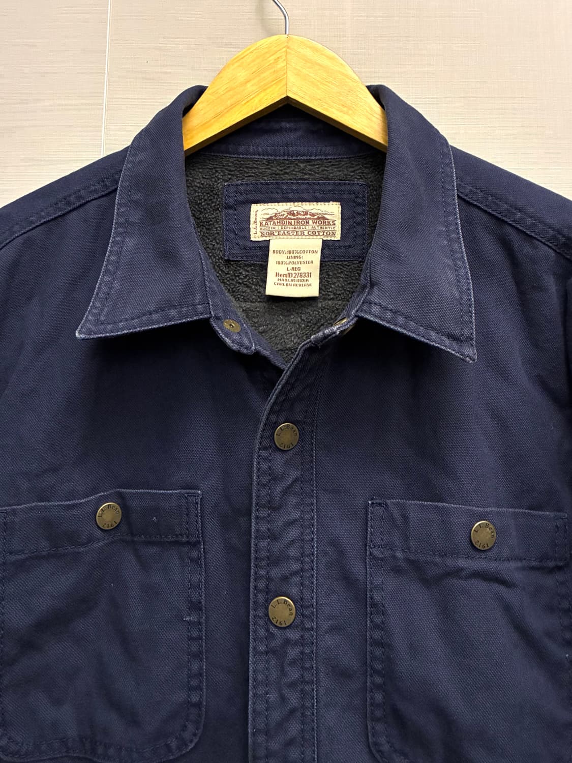 (XL)00s L.L. BEAN 엘엘빈 캔버스 코튼 플리스 워크셔츠자켓 상품이미지4