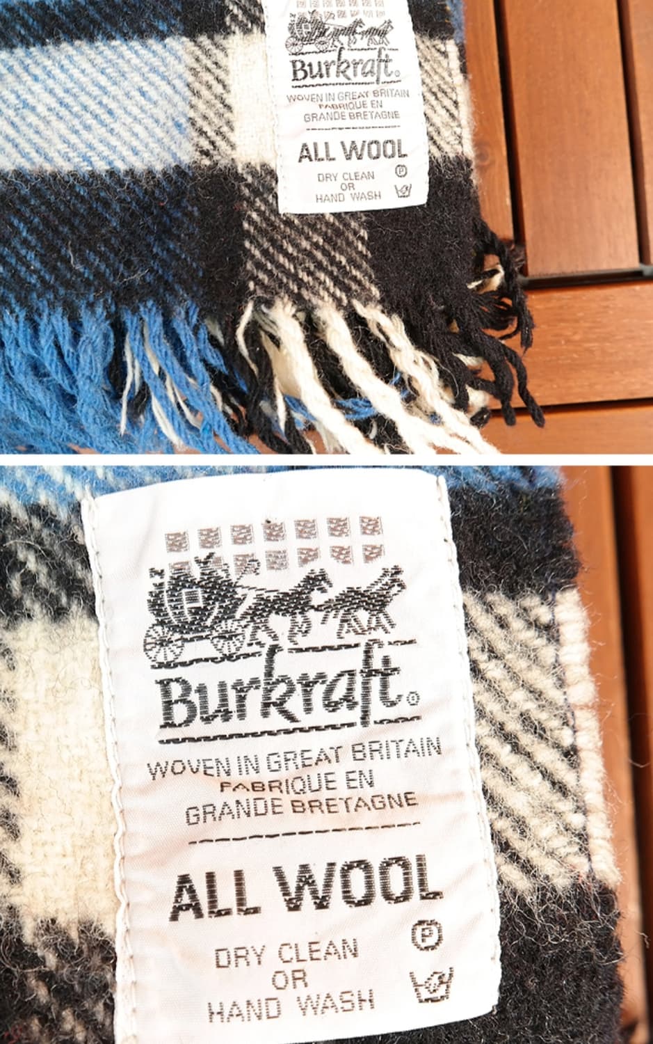 영국산 BURKRAFT 울100 % 빈티지 체크러그 상품이미지4