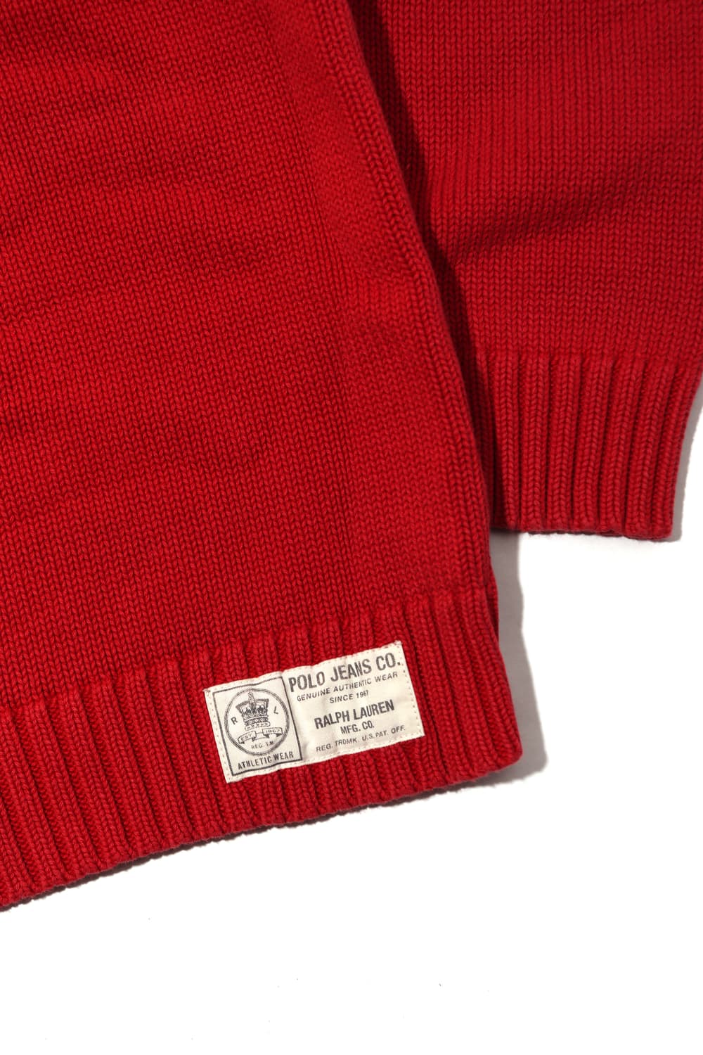 POLO JEANS 빅로고 코튼 레드 니트 size XL 상품이미지5