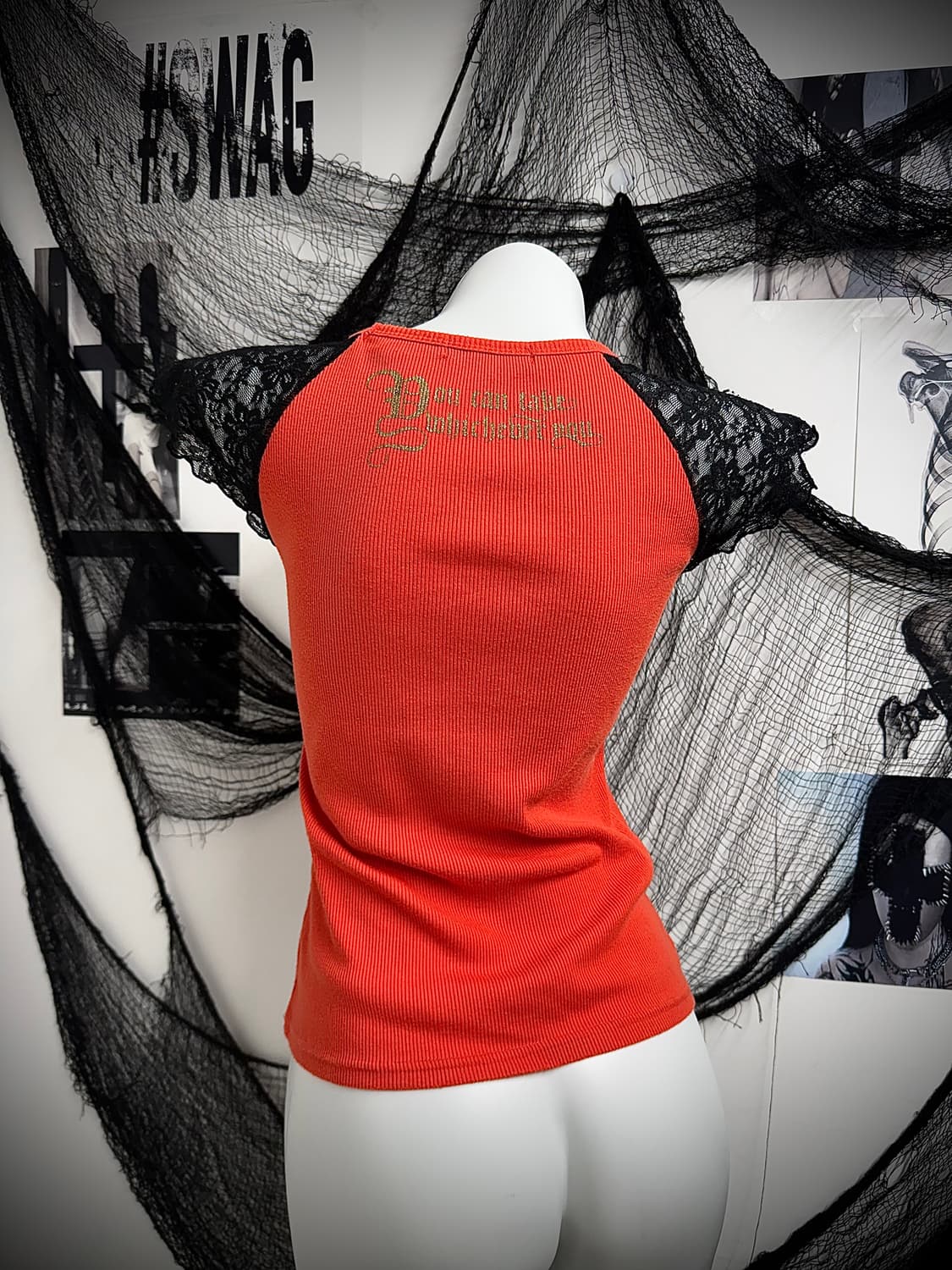 00s skull printing lace halfsleeve 상품이미지7