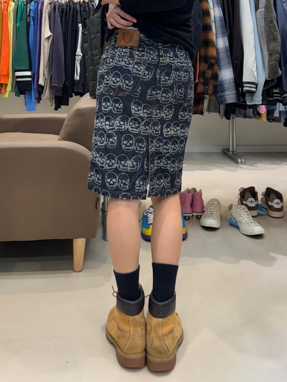 히스테릭 글래머 스컬 패턴 데님 스커트 상품이미지6