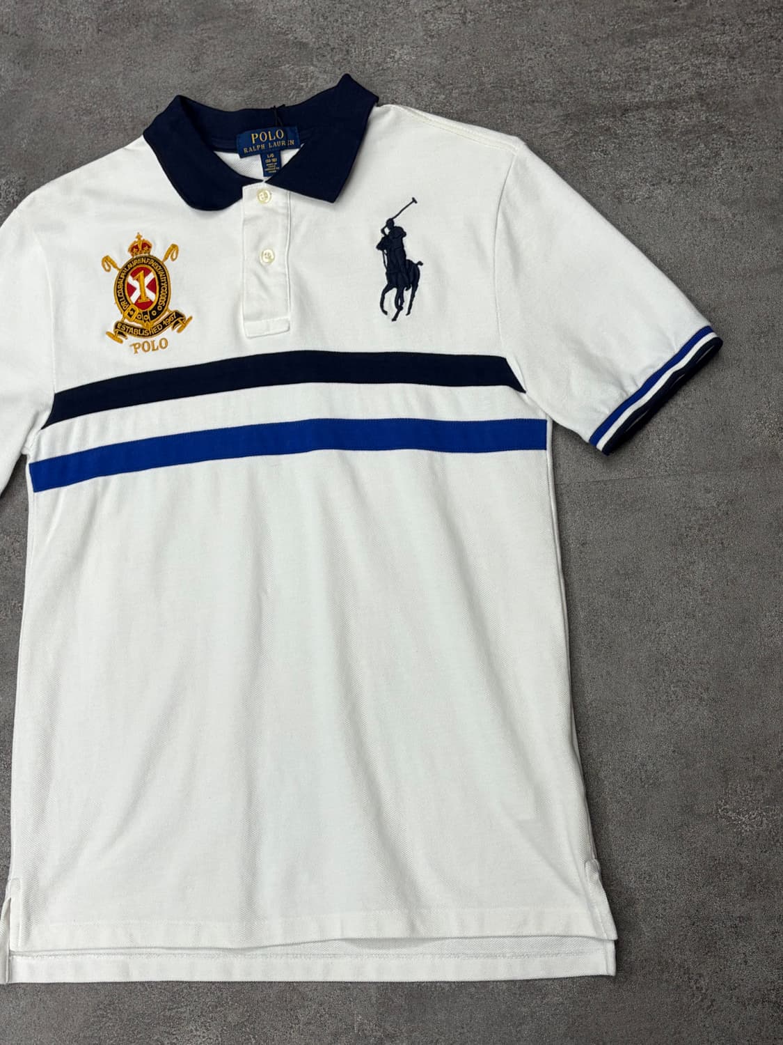 폴로 랄프로렌 빅포니 크레스트 로고 화이트 반팔 카라티 상품이미지4