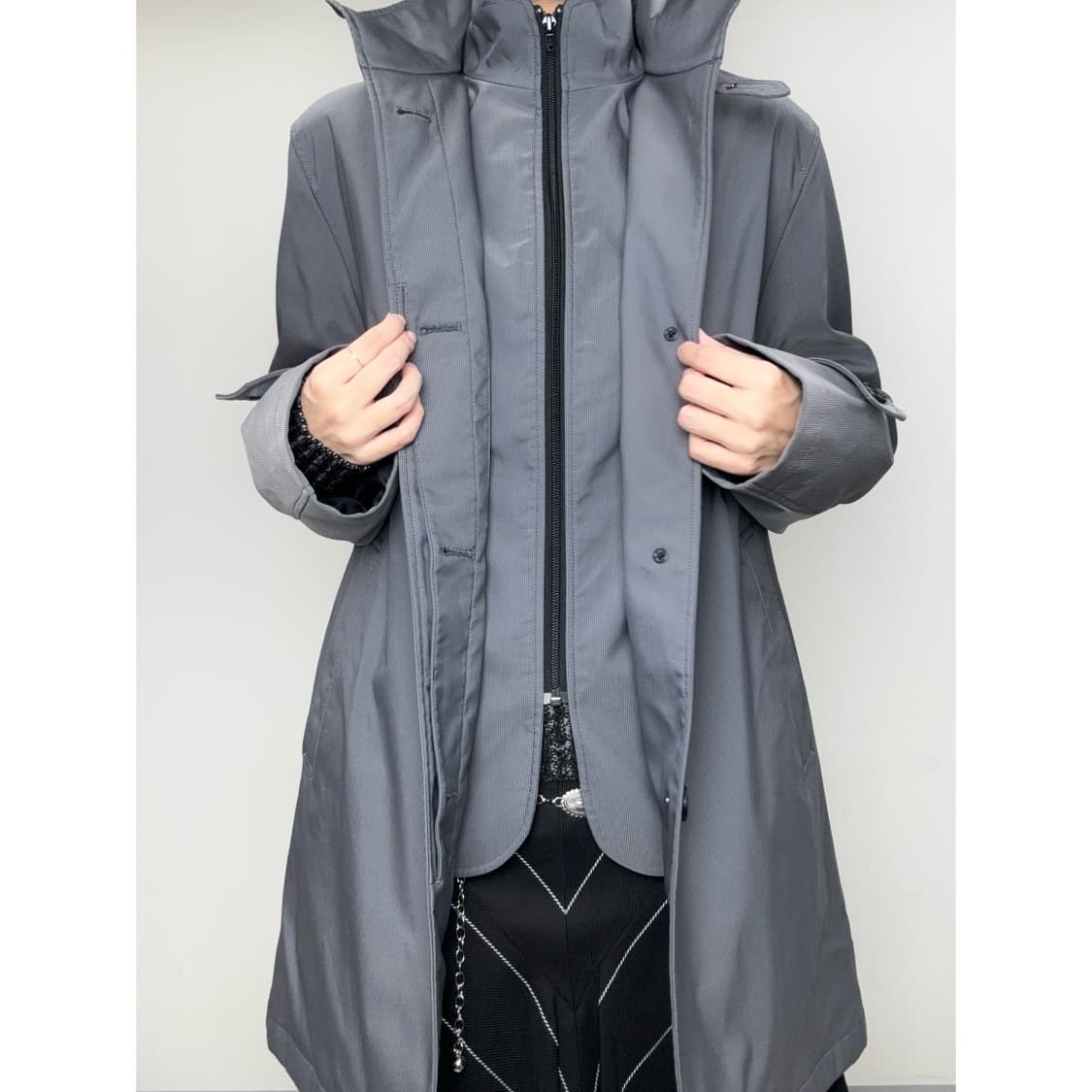 빈티지 그레이 하이넥 코트 점퍼 상품이미지6