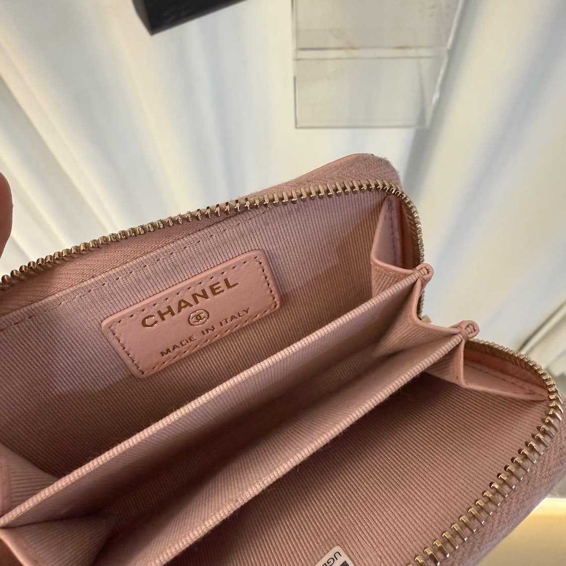 샤넬 AP0949 19 지퍼 코인 지갑 램스킨 핑크 금장 상품이미지6