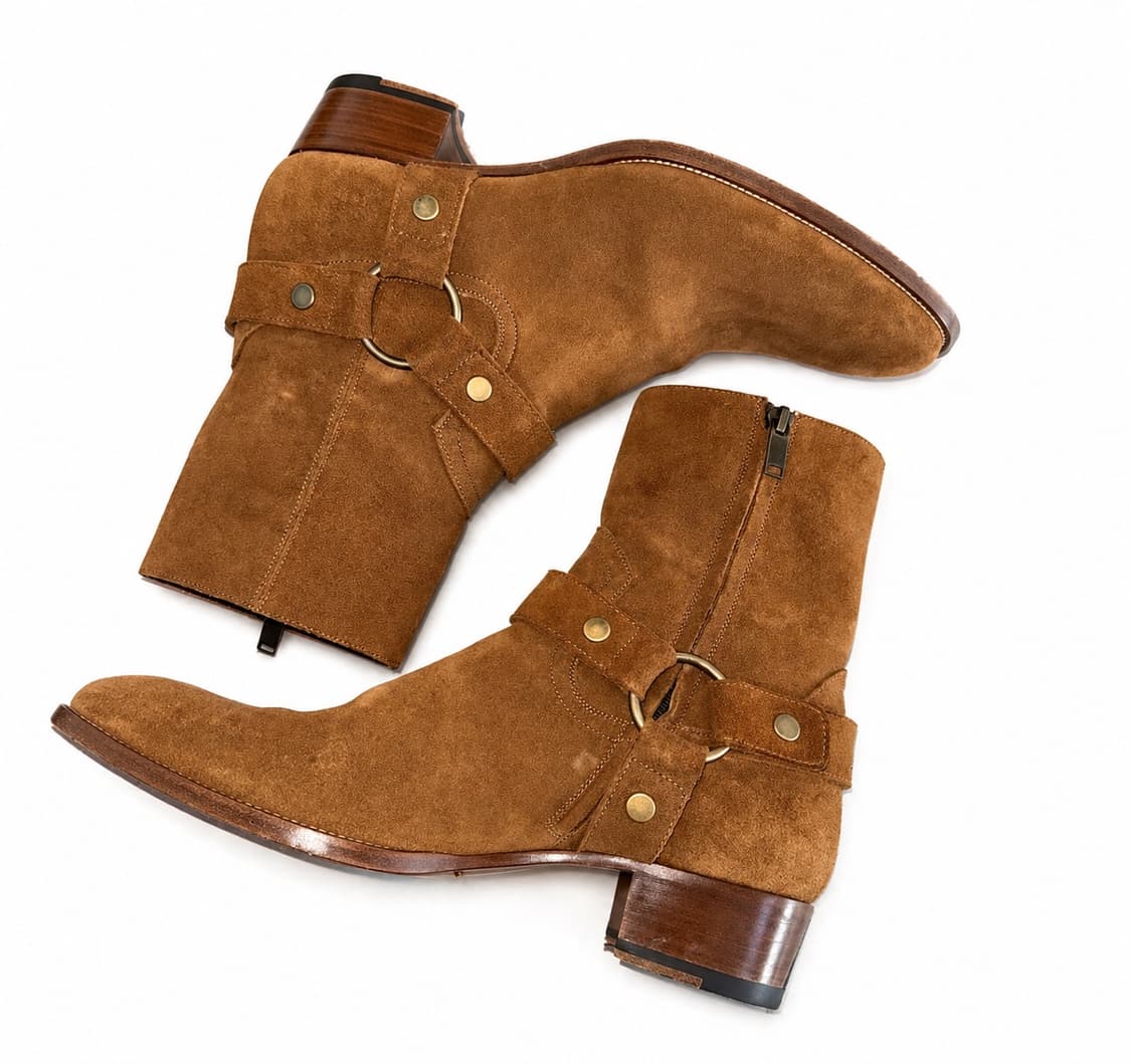 생로랑 모터사이클 하네스 부츠 스웨이드 브라운 41 상품이미지1