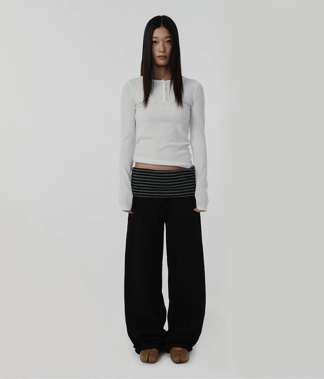 스웨이드 LAYERED LONG PANTS 블랙 상품이미지1