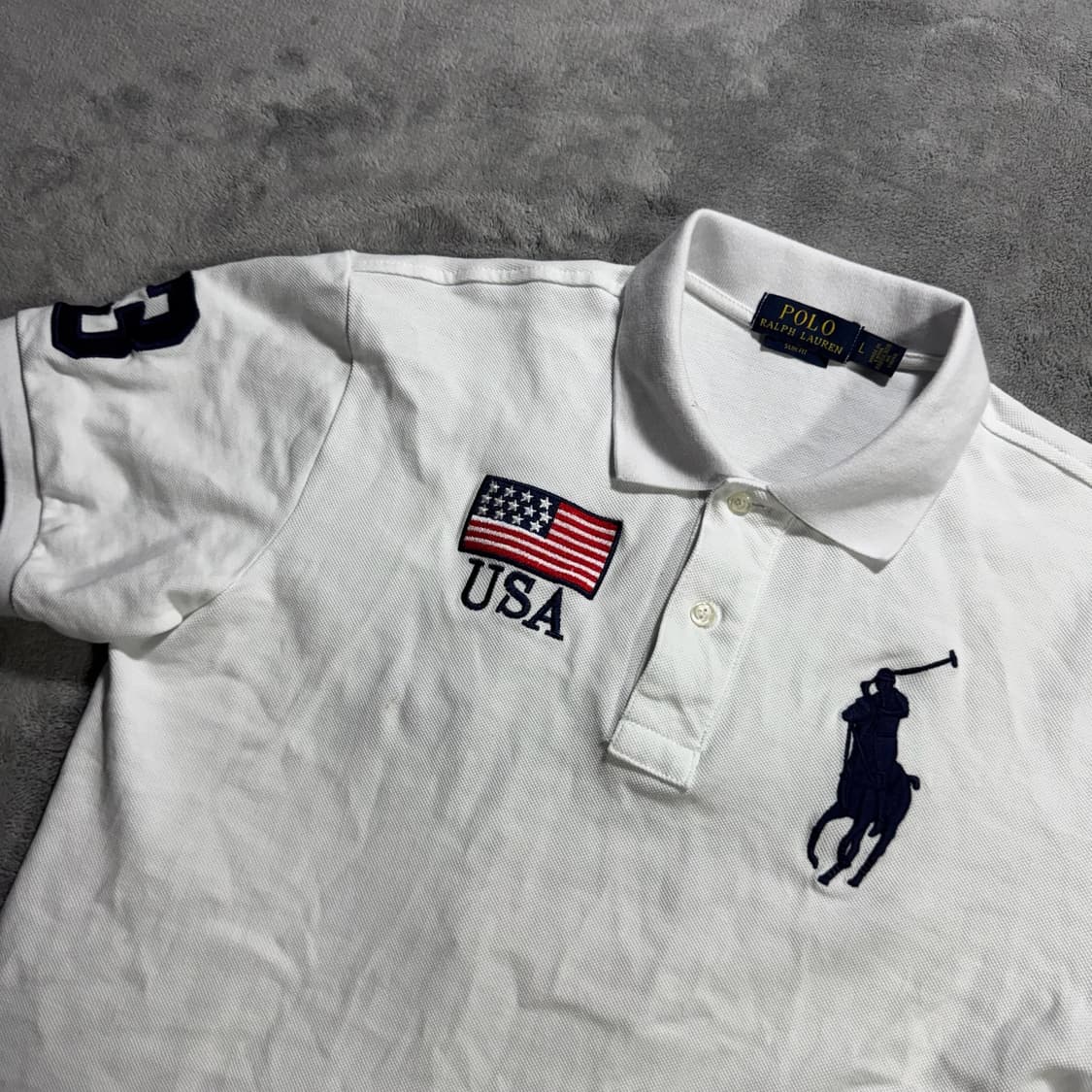 폴로랄프로렌 빅포니 USA 미국 화이트 반팔 카라티 상품이미지2