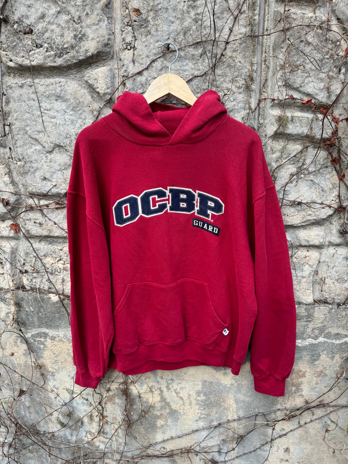 90s 러셀 애슬래틱 빈티지 배기 패치 후디 후드티 버건디 L 상품이미지1