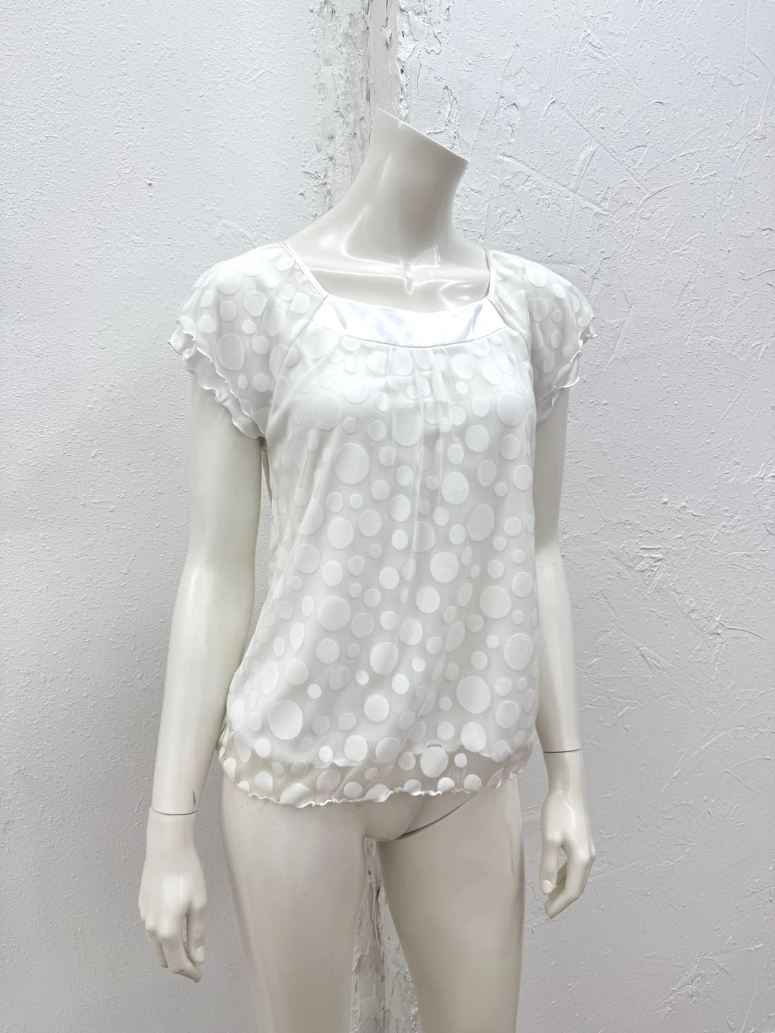 빈티지 GIVORES 화이트 도트 레이스 블라우스 상품이미지1
