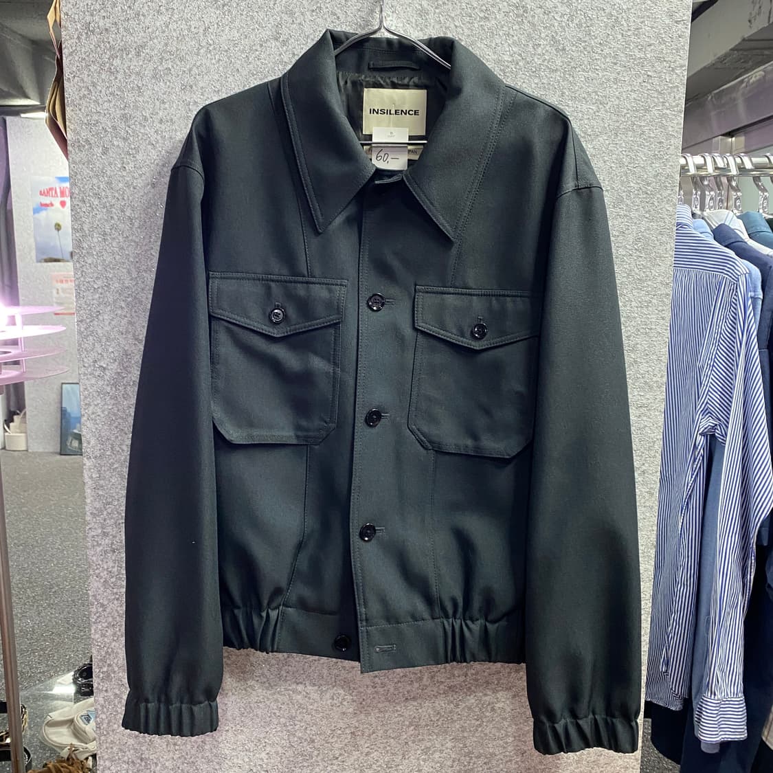 인사일런스 포인티드 칼라 블랙 블루종 자켓 B3978 상품이미지2