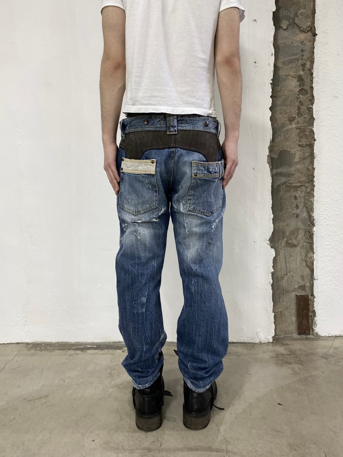 저스트 카발리 레더 데님 팬츠 상품이미지2