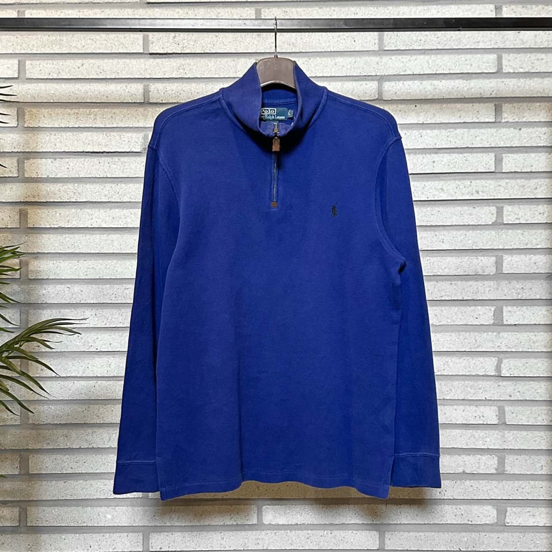 폴로 랄프로렌 반집업 니트 하이넥 포니 로고 디테일 블루 상품이미지2