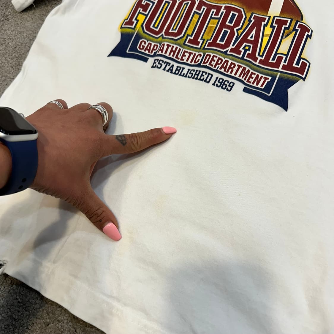 갭 풋볼 그래픽 미디크롭 반팔티M 상품이미지4