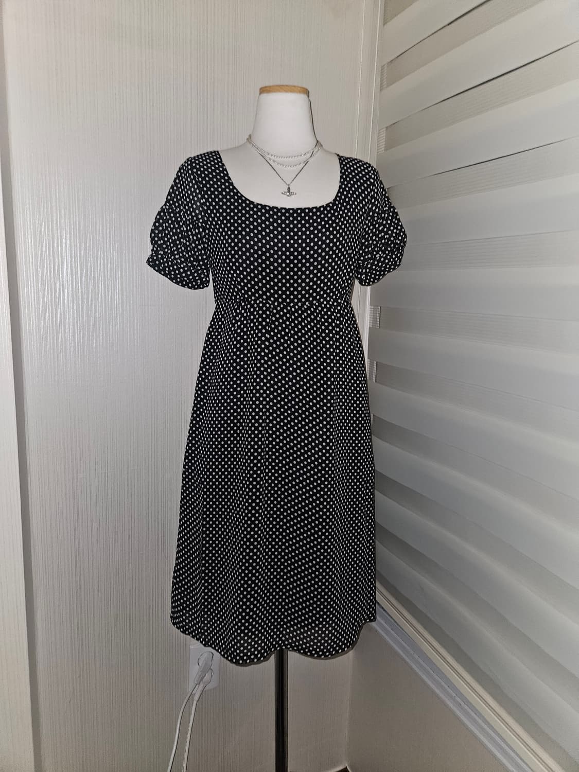 ofuon 빈티지 도트 블랙 원피스 니혼진 공겜여주 고딕 히메갸루 모리걸 상품이미지1